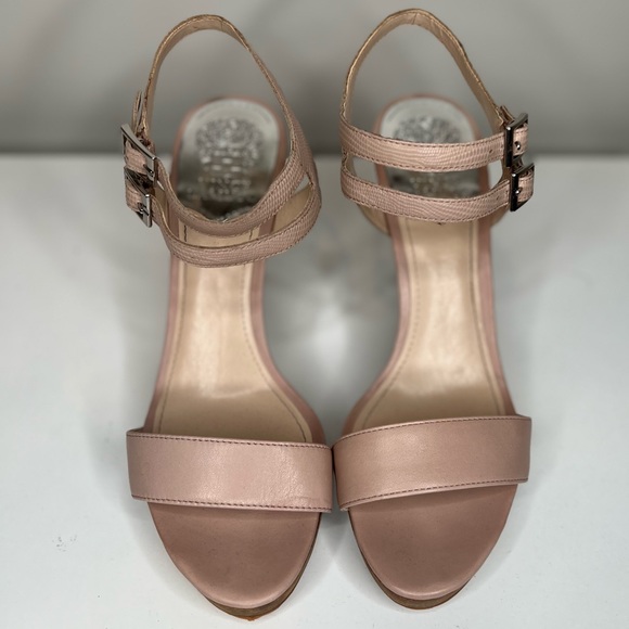 Vince Camuto Renalla Platform Heels Sandals Beige Leather Ankle Strap Si… - Picture 2 of 5